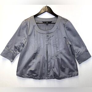 Mossimo platinum gray shimmer‎ cropped jacket blazer size XL 1/2 sleeve pleated